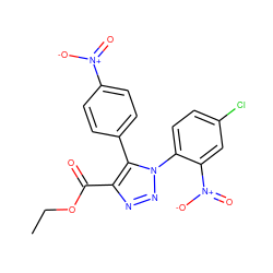 CCOC(=O)c1nnn(-c2ccc(Cl)cc2[N+](=O)[O-])c1-c1ccc([N+](=O)[O-])cc1 ZINC000040872283