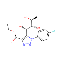 CCOC(=O)c1nnn(-c2ccc(F)cc2)c1[C@H](O)[C@@H](O)[C@H](C)O ZINC000103256602