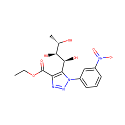 CCOC(=O)c1nnn(-c2cccc([N+](=O)[O-])c2)c1[C@H](O)[C@@H](O)[C@H](C)O ZINC000103256611