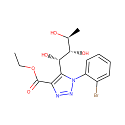 CCOC(=O)c1nnn(-c2ccccc2Br)c1[C@H](O)[C@@H](O)[C@H](C)O ZINC000103256635