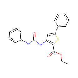 CCOC(=O)c1sc(-c2ccccc2)cc1NC(=O)Nc1ccccc1 ZINC000004079261