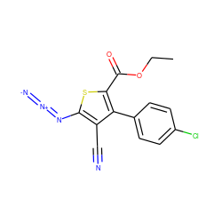 CCOC(=O)c1sc(N=[N+]=[N-])c(C#N)c1-c1ccc(Cl)cc1 ZINC000199045061