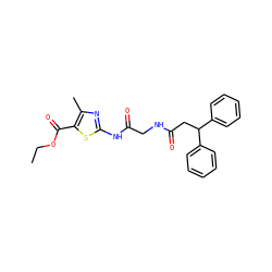 CCOC(=O)c1sc(NC(=O)CNC(=O)CC(c2ccccc2)c2ccccc2)nc1C ZINC000169306775