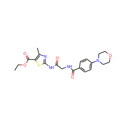 CCOC(=O)c1sc(NC(=O)CNC(=O)c2ccc(N3CCOCC3)cc2)nc1C ZINC000169307009