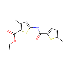 CCOC(=O)c1sc(NC(=O)c2ccc(C)s2)cc1C ZINC000003234368