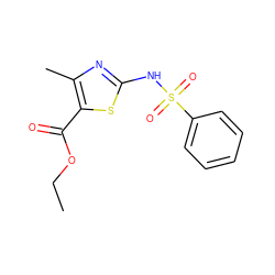 CCOC(=O)c1sc(NS(=O)(=O)c2ccccc2)nc1C ZINC000000510118