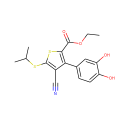 CCOC(=O)c1sc(SC(C)C)c(C#N)c1-c1ccc(O)c(O)c1 ZINC000169329728