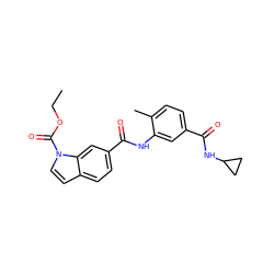 CCOC(=O)n1ccc2ccc(C(=O)Nc3cc(C(=O)NC4CC4)ccc3C)cc21 ZINC000095921256