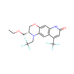 CCOC[C@@H]1COc2cc3[nH]c(=O)cc(C(F)(F)F)c3cc2N1CC(F)(F)F ZINC000029044402