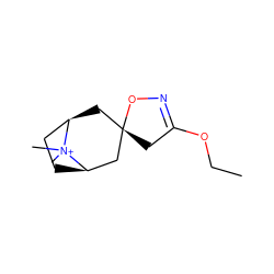 CCOC1=NO[C@@]2(C1)C[C@@H]1CC[C@H](C2)[N+]1(C)C ZINC000101551393