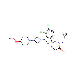 CCOC1CCN(C2CN(CC[C@]3(c4ccc(Cl)c(Cl)c4)CCC(=O)N(CC4CC4)C3)C2)CC1 ZINC000022927878