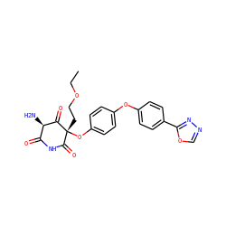 CCOCC[C@@]1(Oc2ccc(Oc3ccc(-c4nnco4)cc3)cc2)C(=O)NC(=O)[C@@H](N)C1=O ZINC000101014236