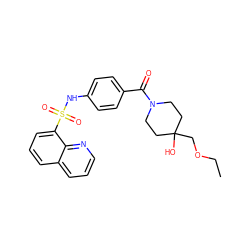 CCOCC1(O)CCN(C(=O)c2ccc(NS(=O)(=O)c3cccc4cccnc34)cc2)CC1 ZINC000217636694