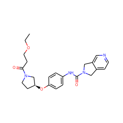 CCOCCC(=O)N1CC[C@H](Oc2ccc(NC(=O)N3Cc4ccncc4C3)cc2)C1 ZINC000166799386