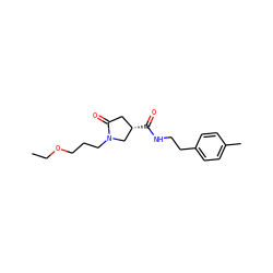 CCOCCCN1C[C@@H](C(=O)NCCc2ccc(C)cc2)CC1=O ZINC000003008252