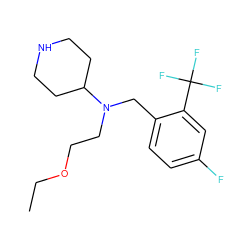 CCOCCN(Cc1ccc(F)cc1C(F)(F)F)C1CCNCC1 ZINC000036093149