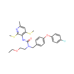 CCOCCN(Cc1ccc(Oc2ccc(F)cc2)cc1)C(=O)Nc1c(SC)cc(C)nc1SC ZINC000013781741