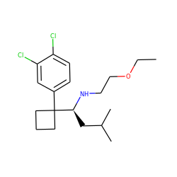 CCOCCN[C@@H](CC(C)C)C1(c2ccc(Cl)c(Cl)c2)CCC1 ZINC000219073226