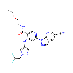 CCOCCNC(=O)c1cnc(-n2ncc3cc(C#N)cnc32)cc1Nc1cnn(CC(F)F)c1 ZINC001772618171