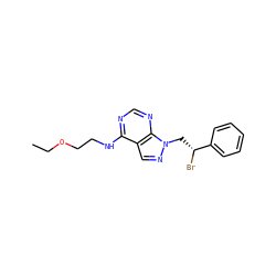 CCOCCNc1ncnc2c1cnn2C[C@@H](Br)c1ccccc1 ZINC000013682947