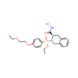 CCOCCOc1ccc([P@](=O)(OCC)N2Cc3ccccc3C[C@@H]2C(=O)NO)cc1 ZINC000013438454