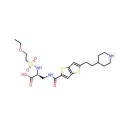 CCOCCS(=O)(=O)N[C@@H](CNC(=O)c1cc2sc(CCC3CCNCC3)cc2s1)C(=O)O ZINC000013798431