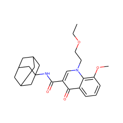 CCOCCn1cc(C(=O)NC23CC4CC(CC(C4)C2)C3)c(=O)c2cccc(OC)c21 ZINC000299857981