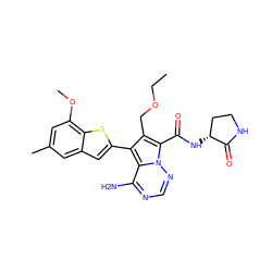 CCOCc1c(-c2cc3cc(C)cc(OC)c3s2)c2c(N)ncnn2c1C(=O)N[C@@H]1CCNC1=O ZINC000218074026