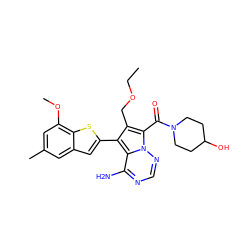 CCOCc1c(-c2cc3cc(C)cc(OC)c3s2)c2c(N)ncnn2c1C(=O)N1CCC(O)CC1 ZINC000220098423