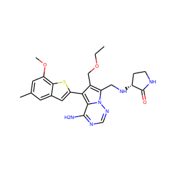 CCOCc1c(-c2cc3cc(C)cc(OC)c3s2)c2c(N)ncnn2c1CN[C@@H]1CCNC1=O ZINC000207342385