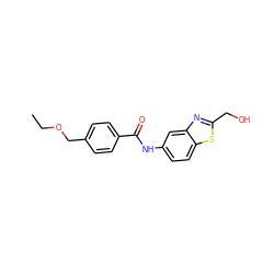 CCOCc1ccc(C(=O)Nc2ccc3sc(CO)nc3c2)cc1 ZINC000038317776