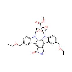 CCOCc1ccc2c(c1)c1c3c(c4c5cc(COCC)ccc5n5c4c1n2[C@H]1C[C@](O)(C(=O)OC)[C@]5(C)O1)CNC3=O ZINC000029309031