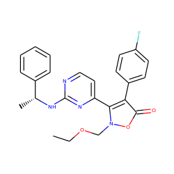 CCOCn1oc(=O)c(-c2ccc(F)cc2)c1-c1ccnc(N[C@H](C)c2ccccc2)n1 ZINC000028521703