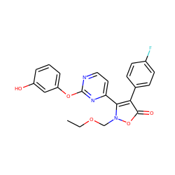 CCOCn1oc(=O)c(-c2ccc(F)cc2)c1-c1ccnc(Oc2cccc(O)c2)n1 ZINC000028524478