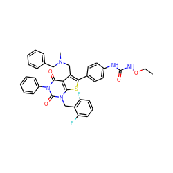 CCONC(=O)Nc1ccc(-c2sc3c(c2CN(C)Cc2ccccc2)c(=O)n(-c2ccccc2)c(=O)n3Cc2c(F)cccc2F)cc1 ZINC000028236877