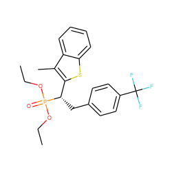 CCOP(=O)(OCC)[C@@H](Cc1ccc(C(F)(F)F)cc1)c1sc2ccccc2c1C ZINC000084619577