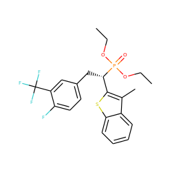 CCOP(=O)(OCC)[C@@H](Cc1ccc(F)c(C(F)(F)F)c1)c1sc2ccccc2c1C ZINC000084586837