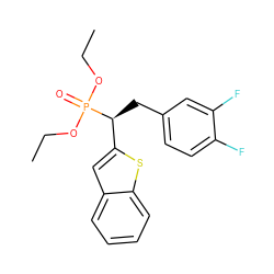 CCOP(=O)(OCC)[C@@H](Cc1ccc(F)c(F)c1)c1cc2ccccc2s1 ZINC000084586841