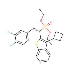 CCOP(=O)(OCC)[C@@H](Cc1ccc(F)c(F)c1)c1sc2ccccc2c1C1CCC1 ZINC000084596907