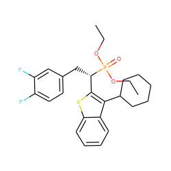 CCOP(=O)(OCC)[C@@H](Cc1ccc(F)c(F)c1)c1sc2ccccc2c1C1CCCCC1 ZINC000084635349