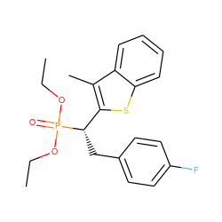 CCOP(=O)(OCC)[C@@H](Cc1ccc(F)cc1)c1sc2ccccc2c1C ZINC000084618894