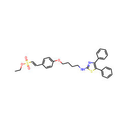 CCOS(=O)(=O)/C=C/c1ccc(OCCCCNc2nc(-c3ccccc3)c(-c3ccccc3)s2)cc1 ZINC000084741914