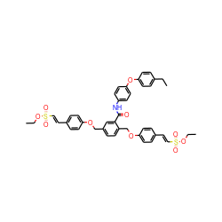 CCOS(=O)(=O)/C=C/c1ccc(OCc2ccc(COc3ccc(/C=C/S(=O)(=O)OCC)cc3)c(C(=O)Nc3ccc(Oc4ccc(CC)cc4)cc3)c2)cc1 ZINC001772576938