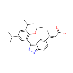 CCOc1c(-c2[nH]nc3ccc(/C(C)=C/C(=O)O)cc23)cc(C(C)C)cc1C(C)C ZINC000026660151