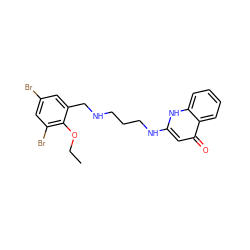 CCOc1c(Br)cc(Br)cc1CNCCCNc1cc(=O)c2ccccc2[nH]1 ZINC000013487766