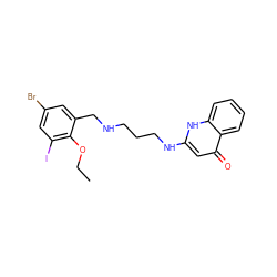 CCOc1c(I)cc(Br)cc1CNCCCNc1cc(=O)c2ccccc2[nH]1 ZINC000027731020