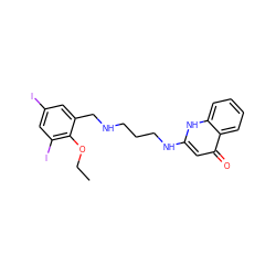 CCOc1c(I)cc(I)cc1CNCCCNc1cc(=O)c2ccccc2[nH]1 ZINC000027744569