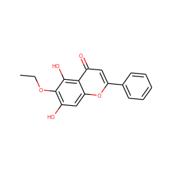 CCOc1c(O)cc2oc(-c3ccccc3)cc(=O)c2c1O ZINC000013584589