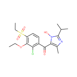 CCOc1c(S(=O)(=O)CC)ccc(C(=O)c2c(C)nc(C(C)C)n2O)c1Cl ZINC000103204111