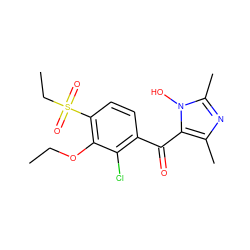 CCOc1c(S(=O)(=O)CC)ccc(C(=O)c2c(C)nc(C)n2O)c1Cl ZINC000103205331